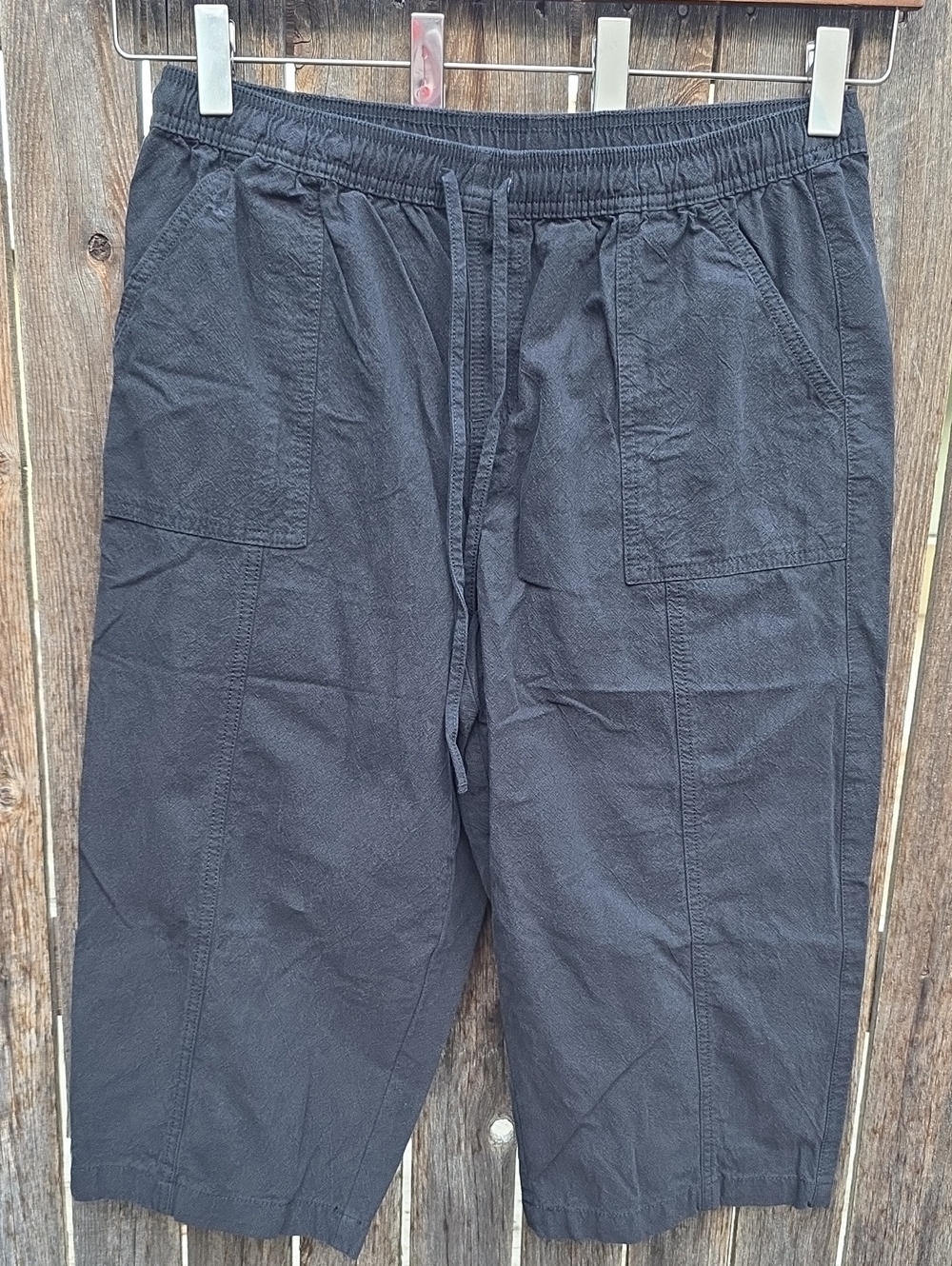 Style & Co. Black Capri Drawstring Elastic Waist Pants 100% Cotton